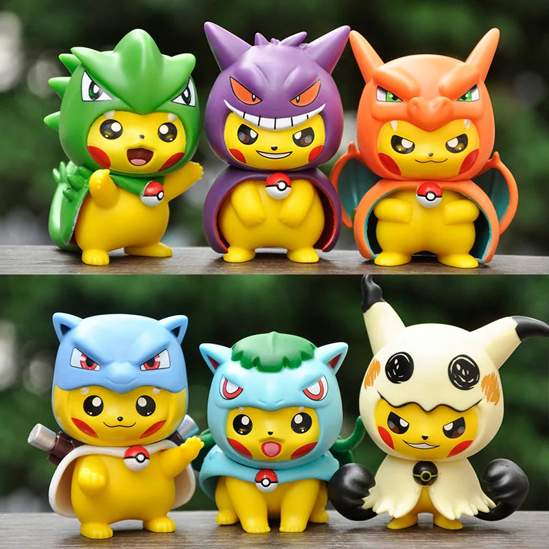 Pokemon Cartoon Anime Character Figurines Pikachu Lizadon Mewtwo Cool Desktop Ornaments Dolls Children's toys
