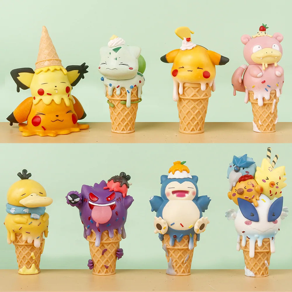 Pokemon Cartoon Anime Character Figurines Pikachu Lizadon Mewtwo Cool Desktop Ornaments Dolls Children's toys